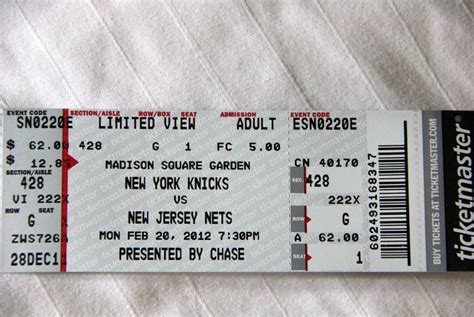 NY KNICKS - Game Ticket | Game tickets, Ny knicks, New york knicks