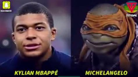 incroyable ressemblance ! kylian mbappe et la tortue ninja (michelangelo)