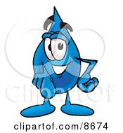 Clipart Picture of a Water Drop Mascot Cartoon Character Pointing at the Viewer by Toons4Biz #8674