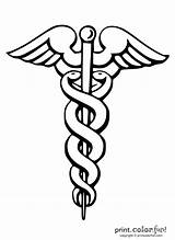 Caduceus medical symbol coloring Page  Print Color Fun sketch template