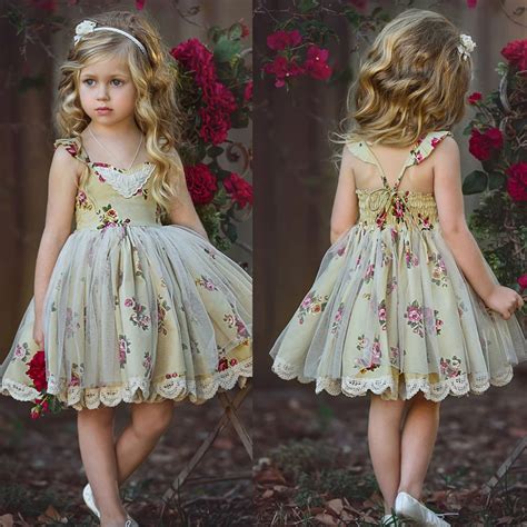 2 To 6 Year Kid Baby Girl Dresses Floral Printing Princess Girls Dress Party Wear Tulle Kids ...