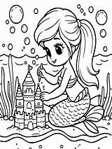 Coloring Pages Mermaids Baby Mermaid Coloring Page Vectors sketch template