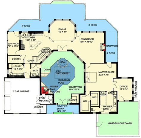 Plan 35459GH: Northwest Home with Indoor Central Courtyard | Bungalow style house plans ...