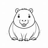 유아 를 위한 귀여운 터 일러스트레이션 카피바라 그림 색채 활동  프리미엄 벡터 sketch template