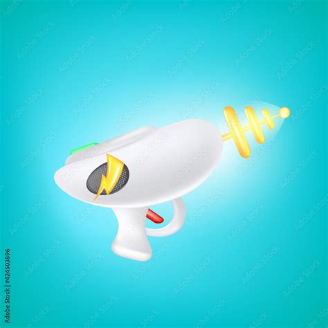 Cartoon kids toy blaster laser gun isolated on turquoise background ...