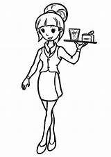 Pretty Waitress Coloring Page  Free Printable Pages For Kids sketch template
