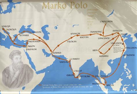 Map of the Travels of Marco Polo Editorial Photo - Image of chinese ...