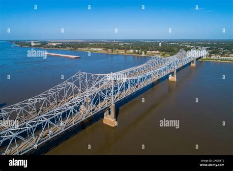 Natchez-Vidalia Bridge Mississippi river Barge traffic on the Natchez Trace Parkway Mississippi ...