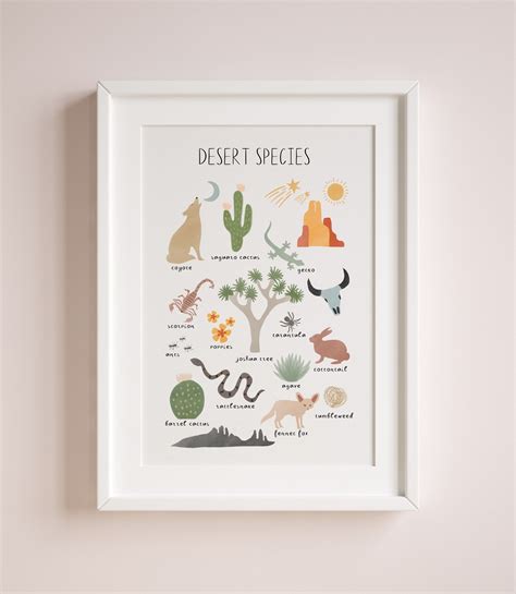 Boho Desert Print Cactus Nursery Decor Southwestern Wall - Etsy