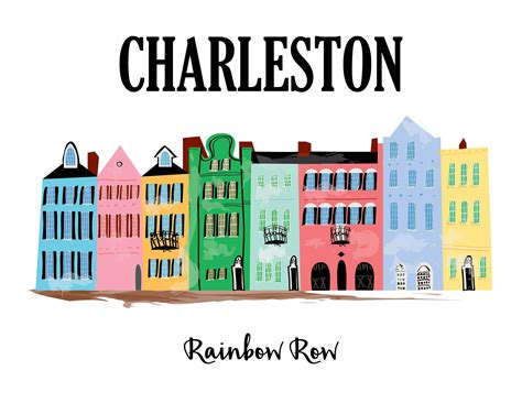 Charleston Print DIY Illustration Gift Artwork Wall | Etsy | Rainbow ...