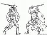 Coloring Page  Soldiers fight sketch template