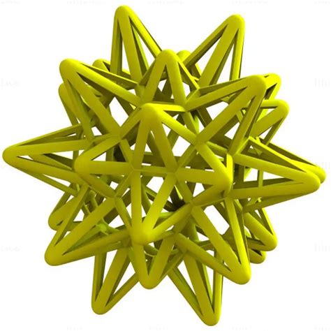 Wireframe Shape Stellated Truncated Icosahedron 3D print model