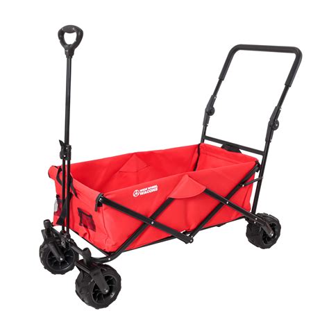 Red Wide Wheel Wagon All-Terrain Folding Collapsible Utility Wagon with ...