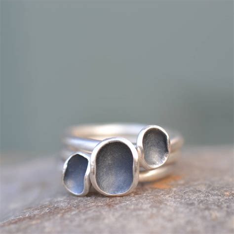 Three Handmade Silver Euphorbia Stacking Rings By Muriel & Lily | notonthehighstreet.com