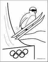 Coloring Page Olympics – Ski Jump Cute Abcteach sketch template