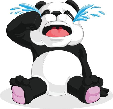 Sad Panda Crying Tears Weeping Cartoon Illustration Vector Drawing ...