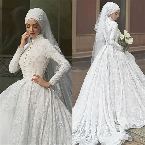 Saudi Arabia Wedding Dress Long Sleeves Brial Gowns Appliques Muslim Wedding Dress 2016 Middle ...