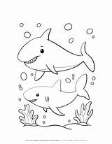 Fun & Learning With Cartoon Sharks Coloring Page For Kids sketch template