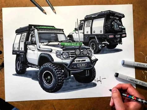 75series Landcruiser Drawing Artwork | Land cruiser, Drawings, Car drawings