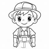 Boy In His Hat And Overalls Coloring Pages Drawing Ring  sketch template