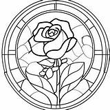 Beauty And The Beast Stained Glass Rose Coloring Page 55973 44274 sketch template