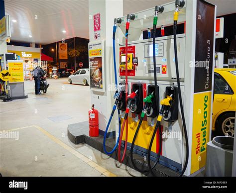 Kedah, Malaysia - June 9, 2017: Shell gas station blue sky background. Royal Dutch Shell sold ...