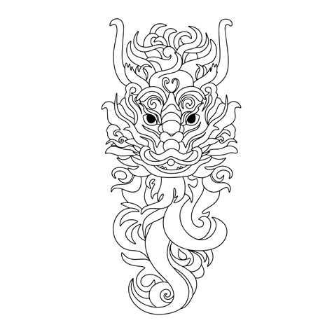 Traditional Chinese dragon in doodle style. Hand draw outline dragon ...