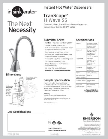 InSinkErator H-Wave-SS Datasheet | Manualzz