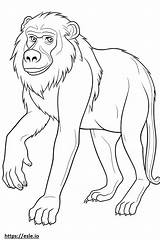 Baboon Playing coloring Page sketch template