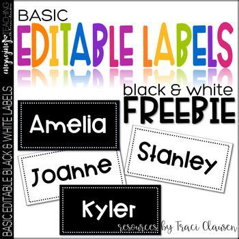 FREE Classroom Decor Labels - Basic Black and White EDITABLE | Free classroom decor, Free ...