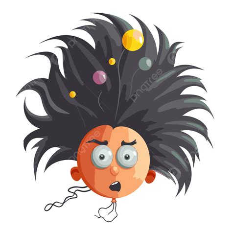 Static Electricity Clipart Cartoon Guy With Messy Hair And A Bag With Balls On It Vector, Static ...