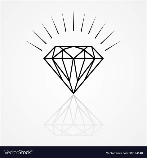 Line art of a diamond Royalty Free Vector Image