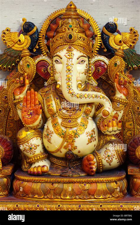 Hindu Elephant God, Lord Ganesha. Ornate marble statue Stock Photo ...