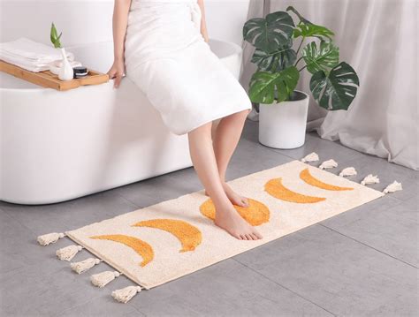 Boho Bathroom Rug Runner Moon Phases Bath Mat With Tassels - Etsy