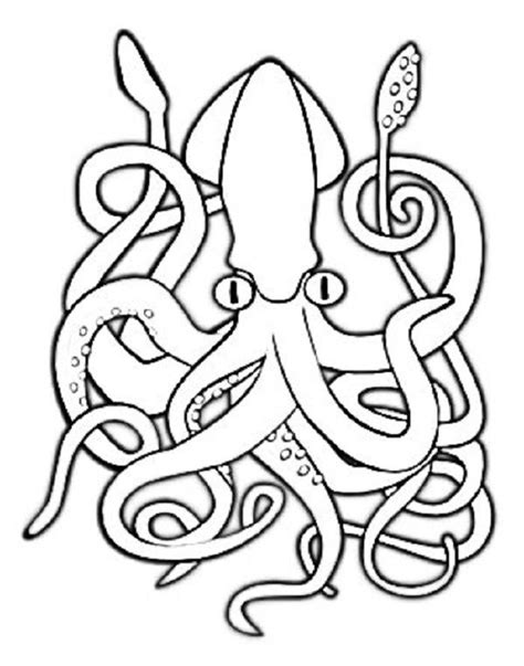 Giant Squid Coloring Pages - Learny Kids