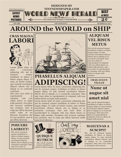 Old Time Newspaper Template Google Docs Word Article Regarding Blank Old Newspaper Template ...