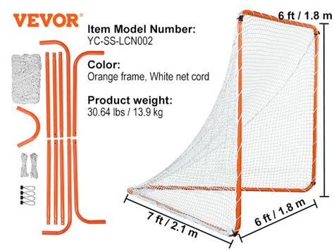 VEVOR Lacrosse Goal, 6' x 6' Lacrosse Net, Steel Frame Backyard Lacrosse Training Equipment ...