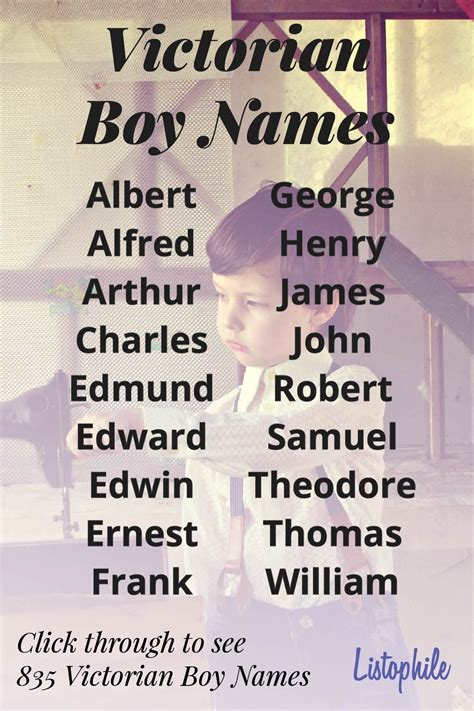 835 Victorian Boy Names. Baby boy names from the 1800s. These Victorian ...