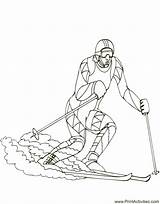 Skiing Coloring Page Olympic Downhill Skier  Nation sketch template