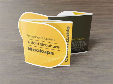 Rounded Square Tri-Fold Brochure Mockups On Vectogravic Design