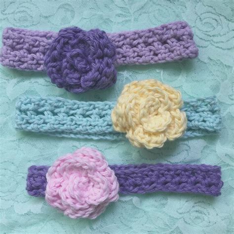 Items similar to Crocheted Baby Headbands - handmade crochet soft headbands on Etsy