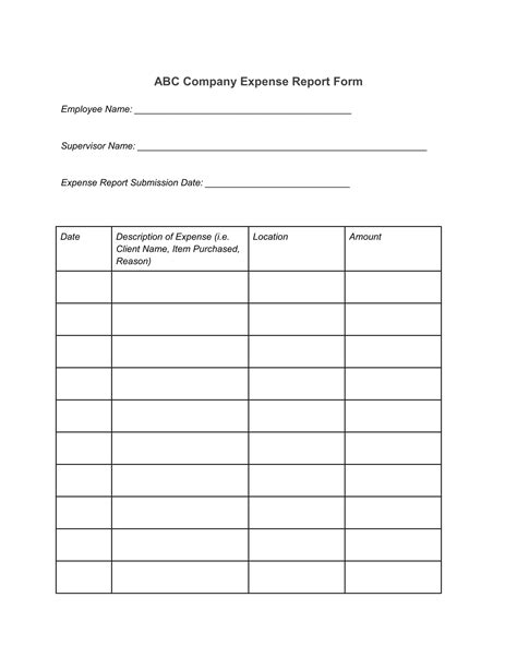 Company Expense Report Template