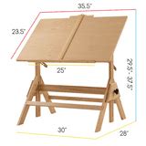 MEEDEN Adjustable Drafting Table, Art Drawing Table with Tiltable Tabletop, Studio Wood Drafting ...