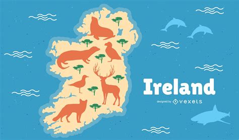 Ireland Map with Animals Free Vector Download | FreeImages