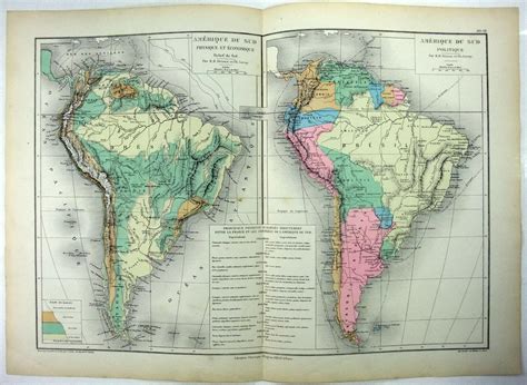 Original Economic & Political Map of South America by Drioux & Leroy Paris 1884 | #2810178141