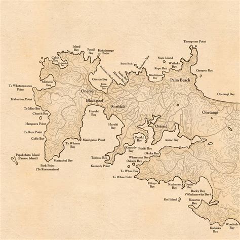 Waiheke Island Map - A2 Art Print | Felt