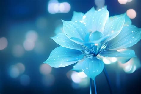 Premium AI Image | A Mystical Blue Flower Captivating Bokeh in the ...