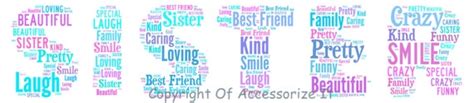 A4 Personalised Sister Word Art Print Perfect gift for