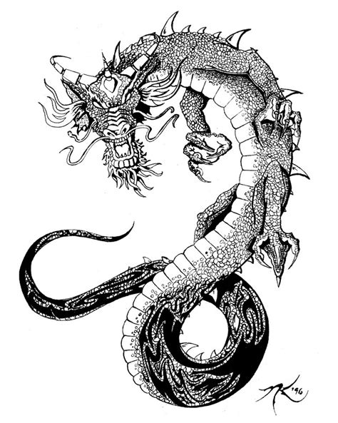 Black-and-white chinese dragon tattoo design - Tattooimages.biz