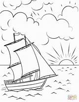 Ocean Sunset Coloring Page Pages sketch template